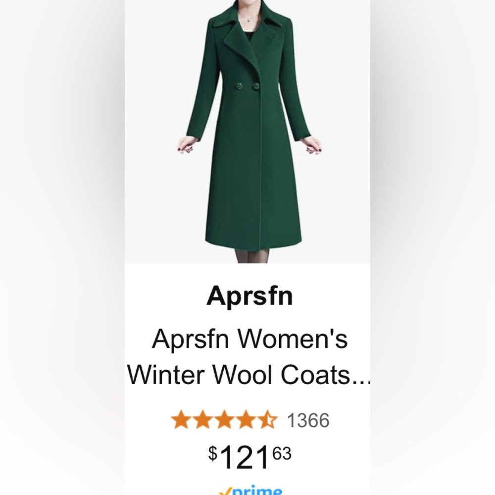 Aprsfn Women's Double-breasted Wool Blend Pea Coat  GREEN